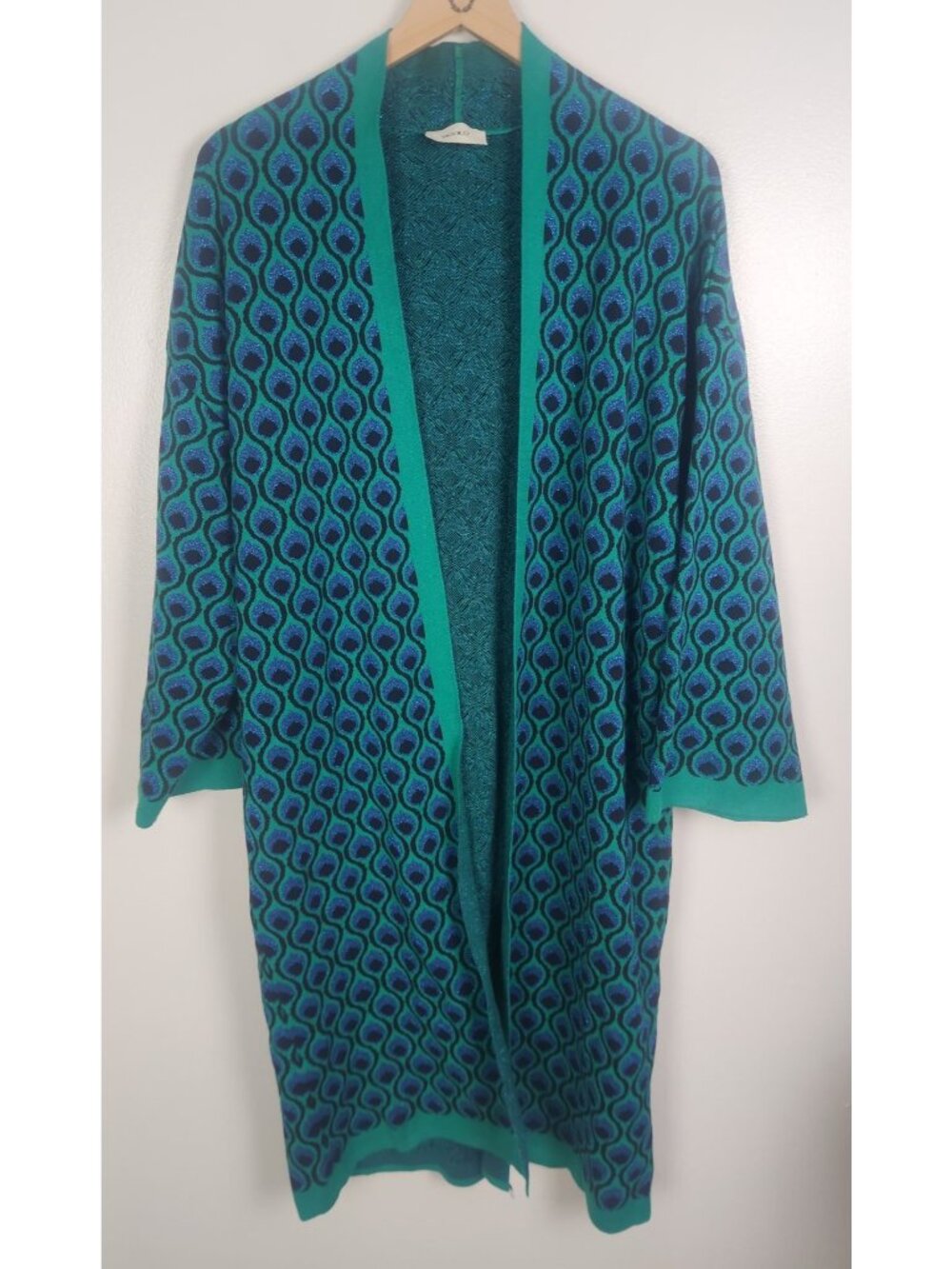 Vicolo Women's One Size Midi Green, Blue & Black Cardigan Sweater